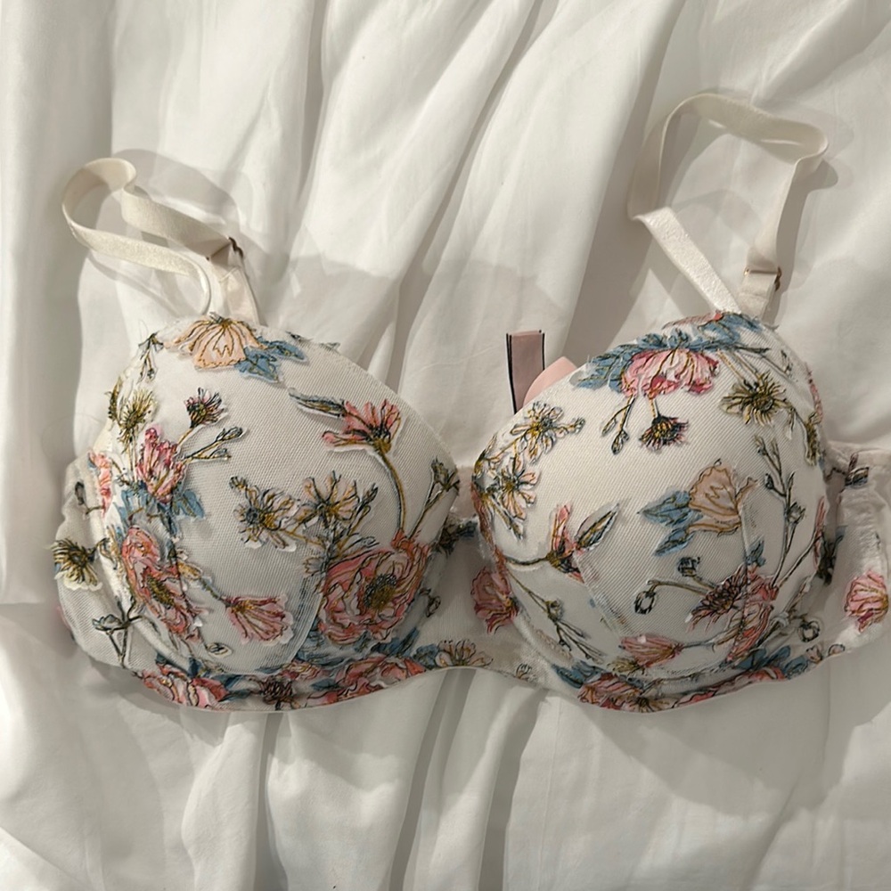 Floral Embroidered Bra